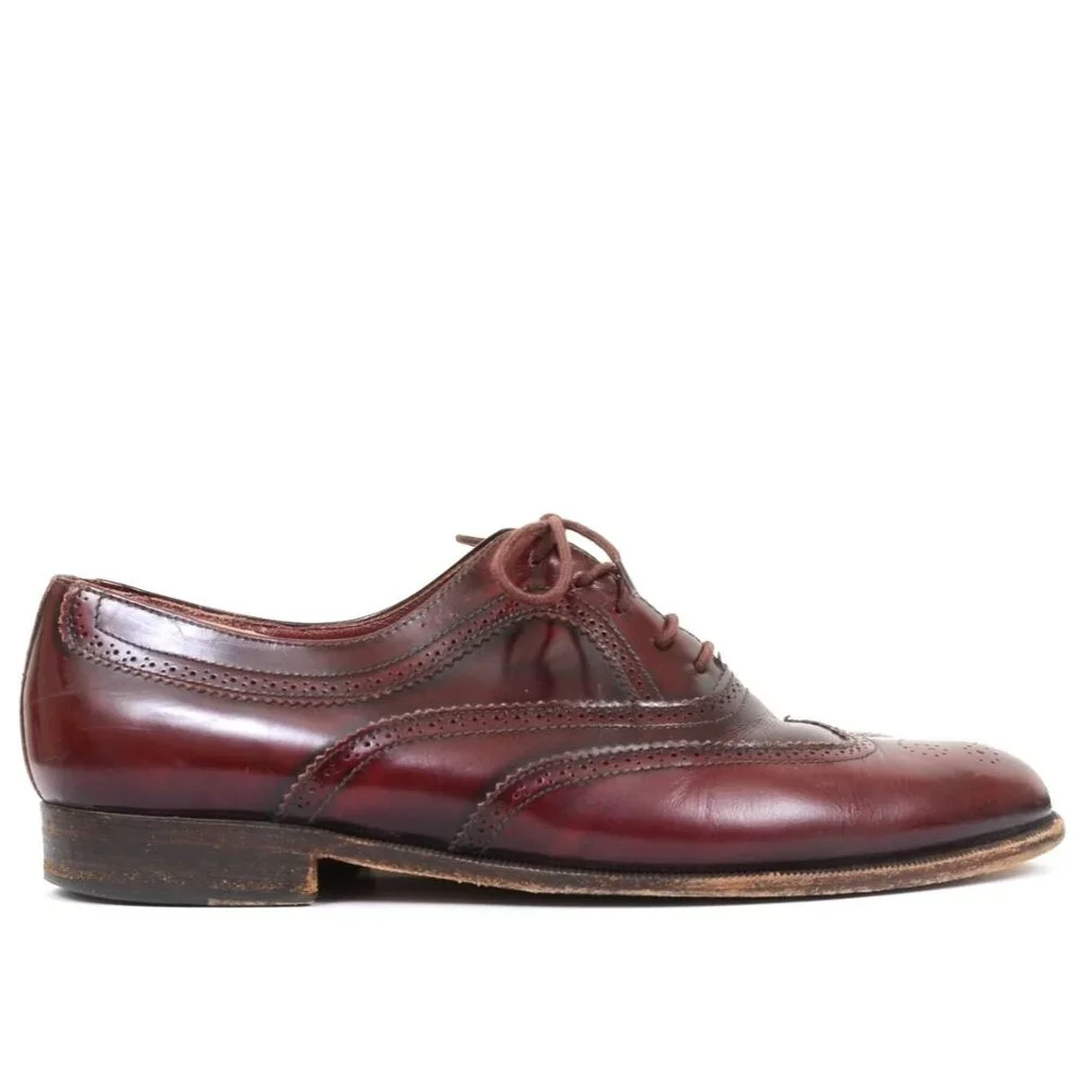 Mario Bruni Mens Size 9W Burgundy Leather Cap-Toe Oxford Loafer FREE SHOE TREES!